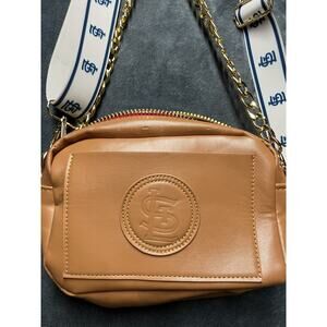 St. Louis Cardinals Purse Belt Bag Tan Gold Metal + White STL Adjustable Straps